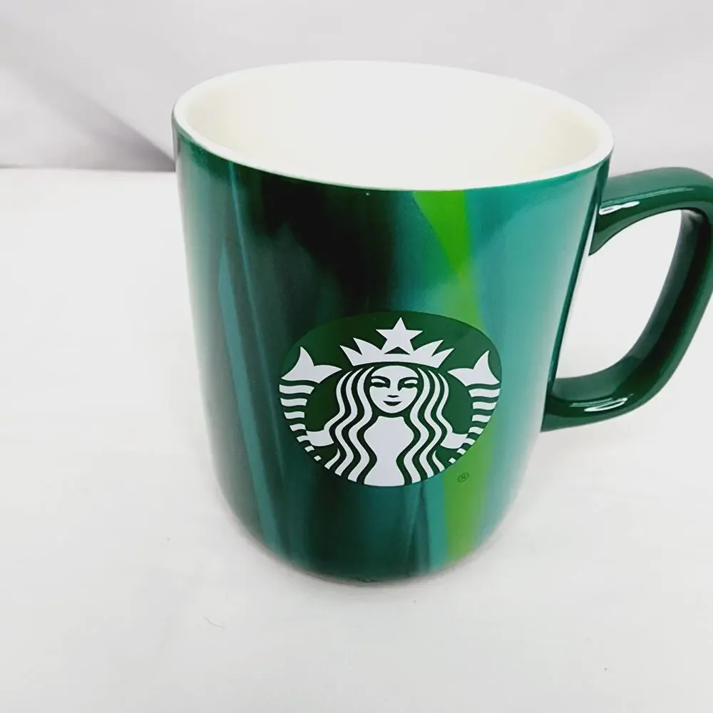 Starbucks 2022 Multi Colored Marbled Green Mug 15 Fl oz Coffee Cup Collectible